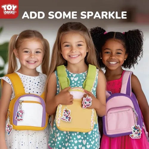 Miniatura 4 de TOY Life Kits de Arte de Diamantes para Niños, 9 Piezas Kits de Pintura de Diamantes de Unicornio DIY Llaveros para Niñas, Arte de Puntos