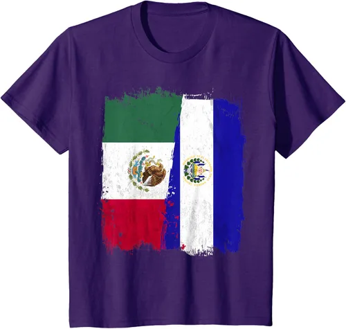 Miniatura 26 de Camiseta con la bandera mexicana de El Salvador con la mitad de la bandera mexicana de El Salvador