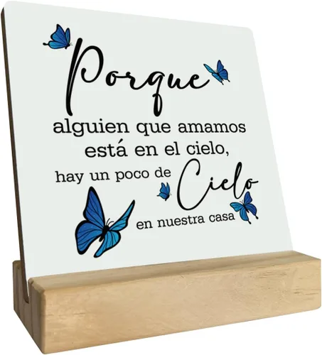 Miniatura 6 de Placa de madera de condolencia, regalo religioso español para la pérdida de un ser querido, soporte de madera, letrero de estilo español, regalo
