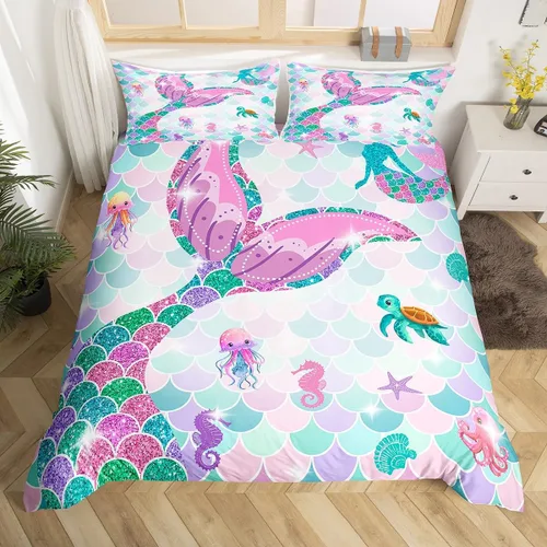 Miniatura 16 de Erosebridal Juego de ropa de cama con diseño de galaxia tamaño matrimonial, diseño de atrapasueños con temática bohemia, juego de funda de edredón