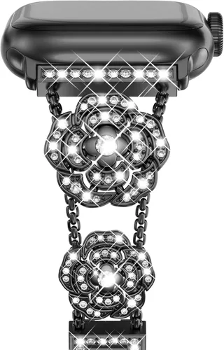 Miniatura 8 de NewWays for Apple Watch Band Series 11 10 46mm 42mm Series 9/8/7 41mm 45mm Series 6/5/4 40mm 44mm Series 3 42mm 38mm Women, Sparkling Bling Diamonds