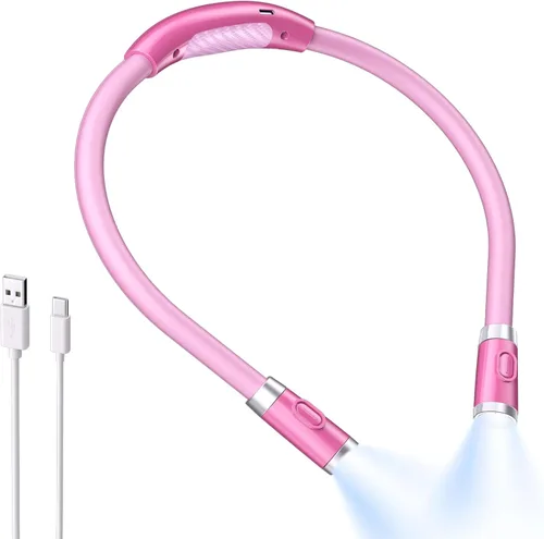 Miniatura 9 de LUXJET Luz de lectura de cuello y luz de libro para leer en la cama, manos libres, 6 niveles de brillo, brazos flexibles de 360°, recargable de 80