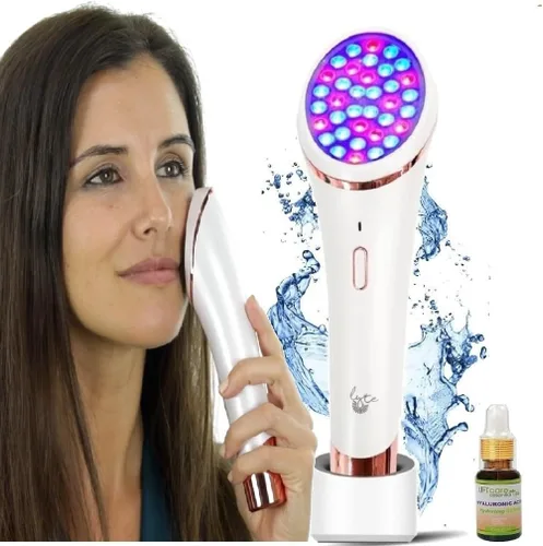 Lyte - Varita de terapia de luz LED inalámbrica para terapia de luz roja y azul para cara, incluye suero hialurónico con sensor automático de