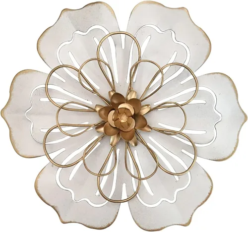 Miniatura 12 de Decoración de pared de flores de metal de 10 pulgadas, escultura floral rústica moderna, colgante de pared de hierro envejecido, decoración