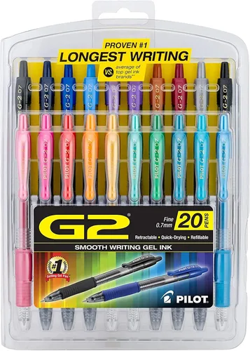 Pilot G2 Premium - Bolígrafos de gel de punta fina de 0.028 in, colores surtidos, paquete de 20 unidades Variado (Assorted Fashion)