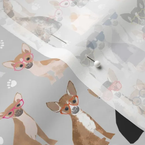 Miniatura 5 de Spoonflower Tela – Gafas de perro chihuahua gris chihuahuas cachorro hipster amigable mascota impresa en tela de gasa cuarto gordo – costura moda