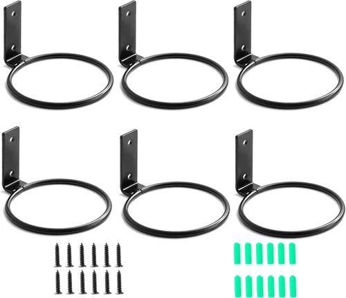 Anillo de soporte para plantas de 4 pulgadas montado en la pared, paquete de 6 ganchos de metal para macetas, soporte para colgar plantas
