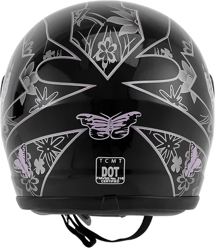 Miniatura 6 de TCT-MOTORPARTS - Casco de motocicleta para adultos, aprobado por DOT, color negro, visera de espejo de cara completa, casco de calle Negro
