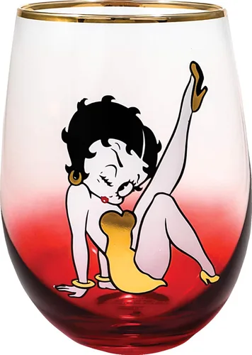 Spoontiques Copa de vino sin tallo, 20 onzas, vaso de bebida sin tapa para bebidas frías, Betty Boop