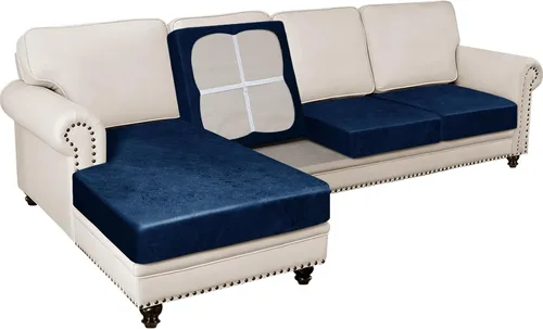 Miniatura 19 de Fundas para sofá modular, funda para sofá con aspecto de cuero, forma de L, 2 piezas, funda elástica suave para sofá seccional, protector de muebles