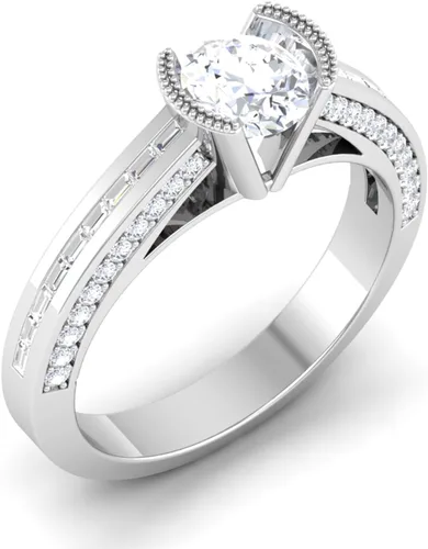 Miniatura 2 de IGI Certified 2.15Ctw Round Excellent Cut Lab Created Diamond Fancy Milgrain Engagement Ring With Channel Setting In 14k White Yellow Rose Gold for