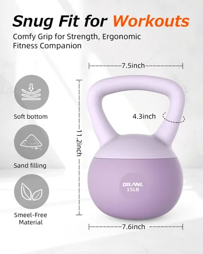 Miniatura 5 de Soft Kettlebell, Safe Strength Training Kettle bell, Cushioned Impact-Resistant Base and Anti-Slip Grip Weight, Kettlebells Set for Home Workouts