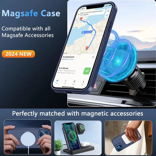Miniatura 3 de Fin2feel Funda Magnética para iPhone 12/iPhone 12 Pro con Protector de Pantalla, Compatible con MagSafe, Funda de Teléfono con Soporte Stash