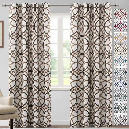 Miniatura 25 de H.VERSAILTEX Cortinas opacas con diseño impreso de 54 pulgadas de largo, juego de 2 paneles de cortinas con aislamiento térmico para dormitorio