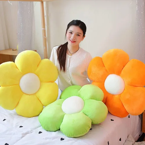 Miniatura 4 de lannery Almohada de felpa con flores, cojín de asiento para el suelo en forma de flor, juguete para leer, habitación, ver la televisión