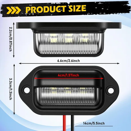 Miniatura 2 de Mudder Paquete de 8 luces LED de matrícula de 12 V, 6 LED, impermeables, luces traseras para camión, SUV, remolque, RV, camiones y barcos