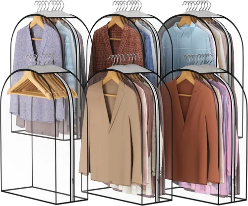 Miniatura 12 de Liuoud Bolsa Transparente para Colgar Ropa de 10" con Fuelle, Bolsas para Trajes de 32" para Almacenamiento de Closet Abierto, Cubierta de Ropa