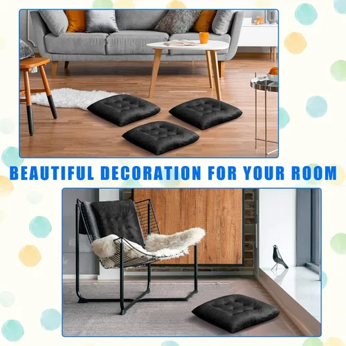 Miniatura 3 de Roowest Paquete de 9 Cojines de Asiento Almohadillas para Sillas con Lazos Alfombrilla Antideslizante para Sillas de Cocina Oficina Sillas