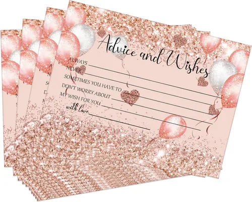 Miniatura 9 de Zonon 50 tarjetas de consejos y deseos, sin revestimiento, para boda, libro de visitas impreso de peso pesado para la novia y el novio, baby shower