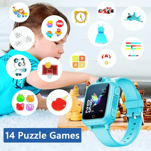 Miniatura 3 de Reloj inteligente para niños, reloj educativo, 14 juegos de rompecabezas, reproductor de música MP3, cámara de video, despertador, calculadora