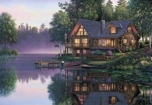 Pintura por números para adultos, de principiantes a avanzados, divertidos proyectos de arte y manualidades, Cabin Fever, 16 x 20 pulgadas, sin