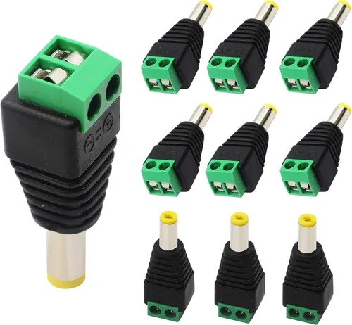 Adaptador DC de 0.217 x 0.083 in, conector macho de alimentación de barril de 0.083 x 0.217 in a 2 pines/forma de perno hembra tipo tornillo,