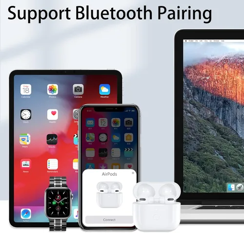Miniatura 2 de Funda de carga inalámbrica de repuesto compatible con AirPod de 3ª generación, funda de cargador Air Pod 3 con botón de sincronización de Blanco