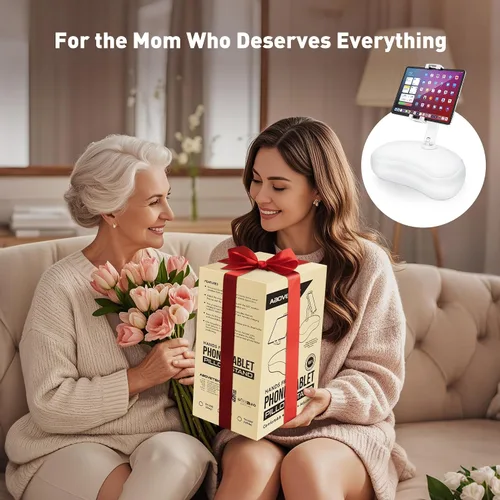 Miniatura 2 de AboveTEK Soporte de almohada para tableta para cama, manos libres ajustable para iPad de lectura de regazo con puf suave, regalo ideal para mamá, se