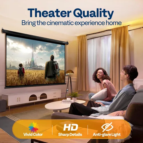 Miniatura 4 de VIVOHOME Pantalla de proyector motorizada 16:9 de 100 pulgadas con control remoto, pantalla de proyección eléctrica automática, pantalla de película