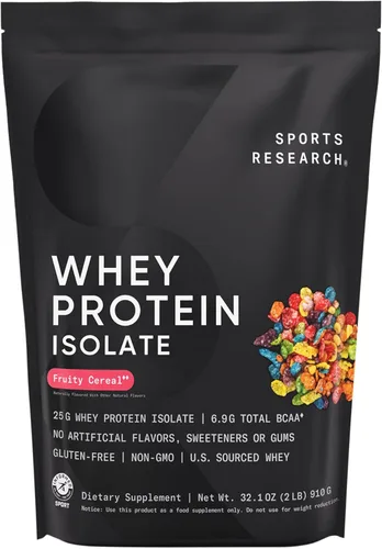 Miniatura 10 de Sports Research Proteína de suero - Polvo de proteína aislado de suero para nutrición deportiva para construcción muscular delgada y recuperación