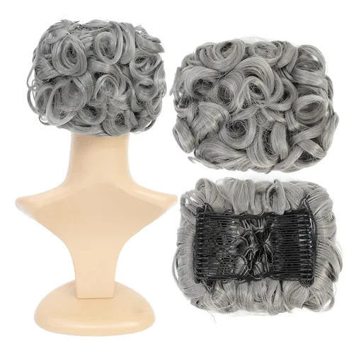 SWACC Extensión de Moño de Cabello Rizado Corto y Desordenado, Peines de Cabello Fáciles de Estirar, Extensión de Cola de Caballo con Clip, Coletero