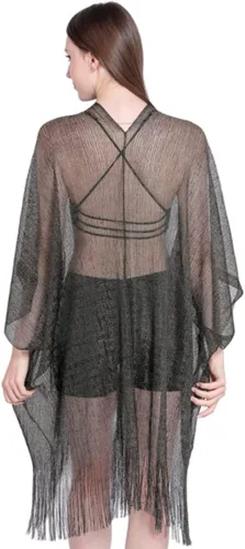 Miniatura 6 de Heread Chales y envolturas para vestidos de noche, capa de fiesta, con flecos, cárdigan metálico para boda para mujeres y novias, Talla libre