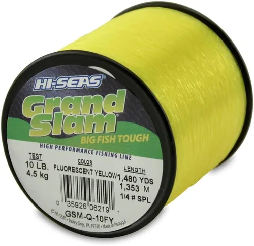 HI-SEAS Línea de pesca de monofilamento Grand Slam - Fuerte y resistente a la abrasión en transparente, rosa, verde, azul humo, amarillo