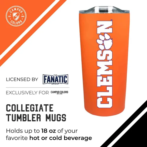 Miniatura 3 de Campus Colors Clemson Tigers NCAA - Vaso de acero inoxidable de 18 onzas con aislamiento de doble pared, con licencia oficial Naranja