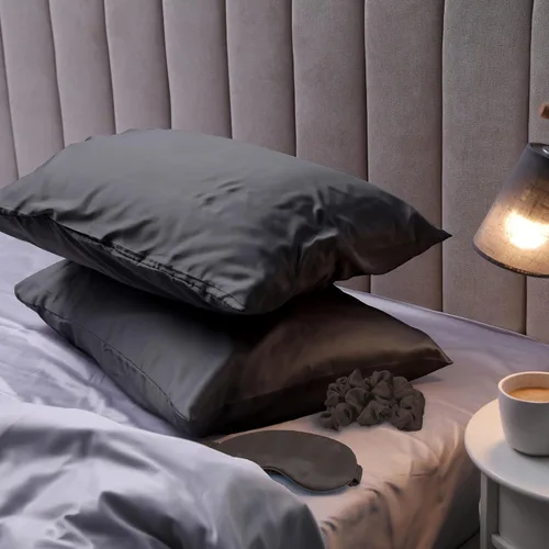 Miniatura 7 de Cathay Home Juego de accesorios de ropa de cama de satén, fundas de almohada, máscara de ojos, coleteros - Suave como la seda - Resistente a