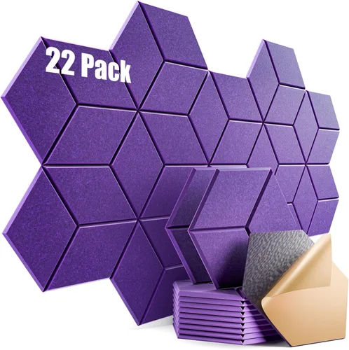 Miniatura 106 de Paquete de 12 paneles acústicos autoadhesivos de 12 x 10 x 0.4 pulgadas, paneles de espuma a prueba de sonido con alta densidad, diseño forrado