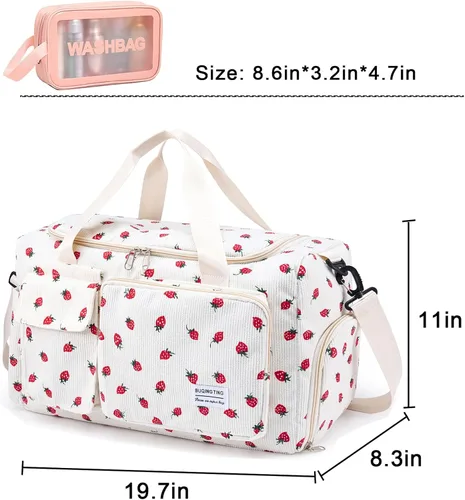 Miniatura 194 de Pequeña bolsa de gimnasio para mujer, bolsa de viaje con compartimento para zapatos