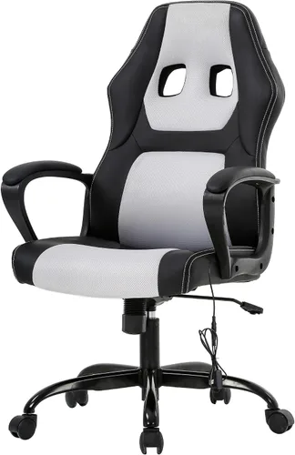 Miniatura 11 de PayLessHere Silla ergonómica de oficina para videojuegos, silla de computadora con soporte lumbar, silla ejecutiva ergonómica de piel sintética Negro