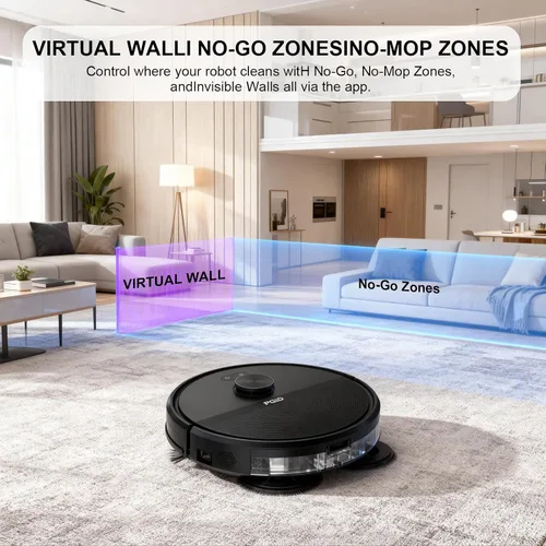 Miniatura 6 de Robot aspirador con vaciado automático, robot aspirador y trapeador, trapeador de bordes FlexiArm, succión de 5000 Pa, sistema dual cero enredos