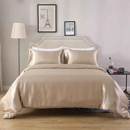 Miniatura 11 de HOTNIU Juego de funda de edredón de seda satinada con cierre de cremallera, colección de ropa de cama de 2 piezas ultra suave de alta calidad