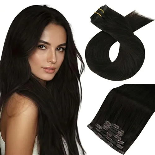 Miniatura 20 de Moresoo - Extensiones de cabello humano con pinzas, sin costuras, con trama, de poliuretano, invisible, cabello humano real, color rubio platino, 7