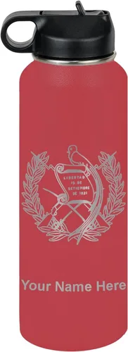 Miniatura 11 de LaserGram Botella de agua personalizada, bandera de Guatemala, acero inoxidable de doble pared aislada al vacío con popote superior, regalo grabado