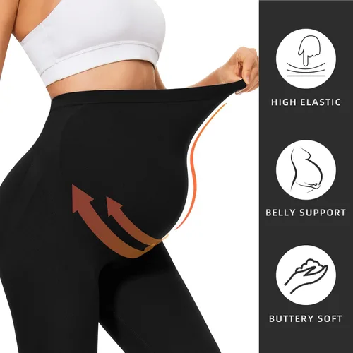 Miniatura 2 de Purplepig Leggings de maternidad sobre el vientre, no se transparentan, levantamiento de glúteos, suaves, pantalones de entrenamiento para embarazo