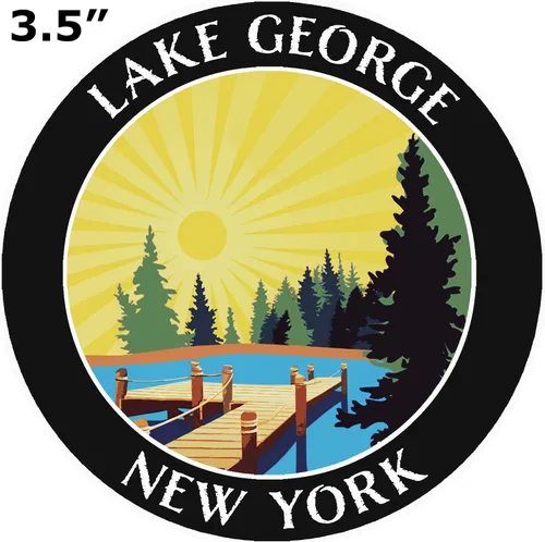 Miniatura 2 de Lake Dock - Lake George - Nueva York 3.5" Ventana de coche camión calcomanía vacaciones aventura tema novedad apliques Negro