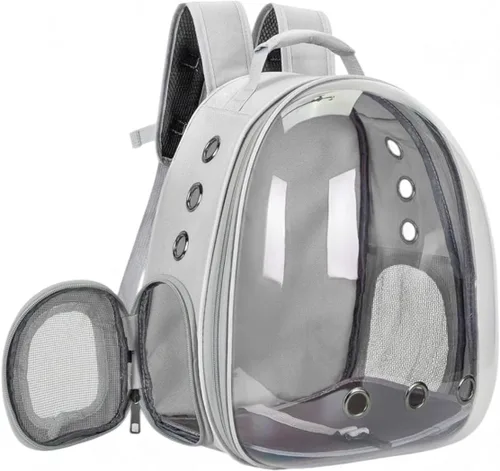 Miniatura 2 de Transportín de Mochila burbuja para mascotas pequeñas y medianas – Diseño de cápsula transparente y transpirable – Bolso de viaje aprobado por Azul