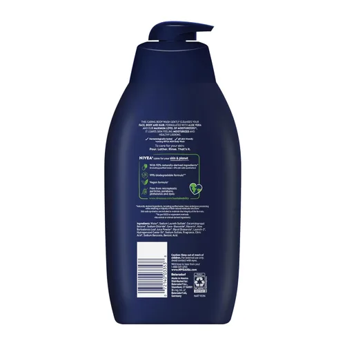 Miniatura 12 de Nivea Men Gel de baño de máxima hidratación para piel seca, enriquecido con aloe vera, gel de baño hidratante 3 en 1, cara y cabello, sin parabenos