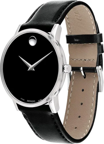 Miniatura 2 de Movado Reloj Museum Classic para hombre, movimiento de cuarzo suizo, correa de piel de becerro, resistencia al agua 3 ATM, reloj clásico y de lujo