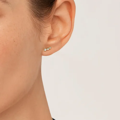 Miniatura 5 de Fossil - Aretes tipo dormilona de acero inoxidable para mujer de tono dorado