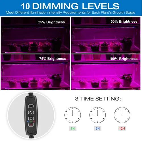 Miniatura 4 de Sondiko Tira de luz LED de crecimiento, encendido y apagado automático todos los días luz de cultivo con controlador mejorado, 48 LED, 4 niveles