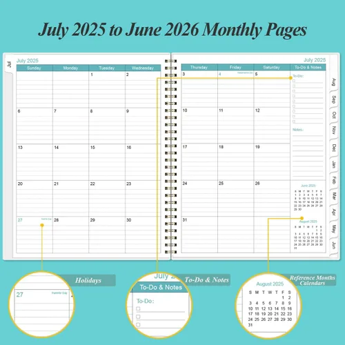 Miniatura 3 de Agenda de bolsillo 2025-2026, agenda semanal y mensual 2025-2026 de julio de 2025 a junio de 2026, pestañas de 12 meses, 3.75 x 6.75 pulgadas, océano